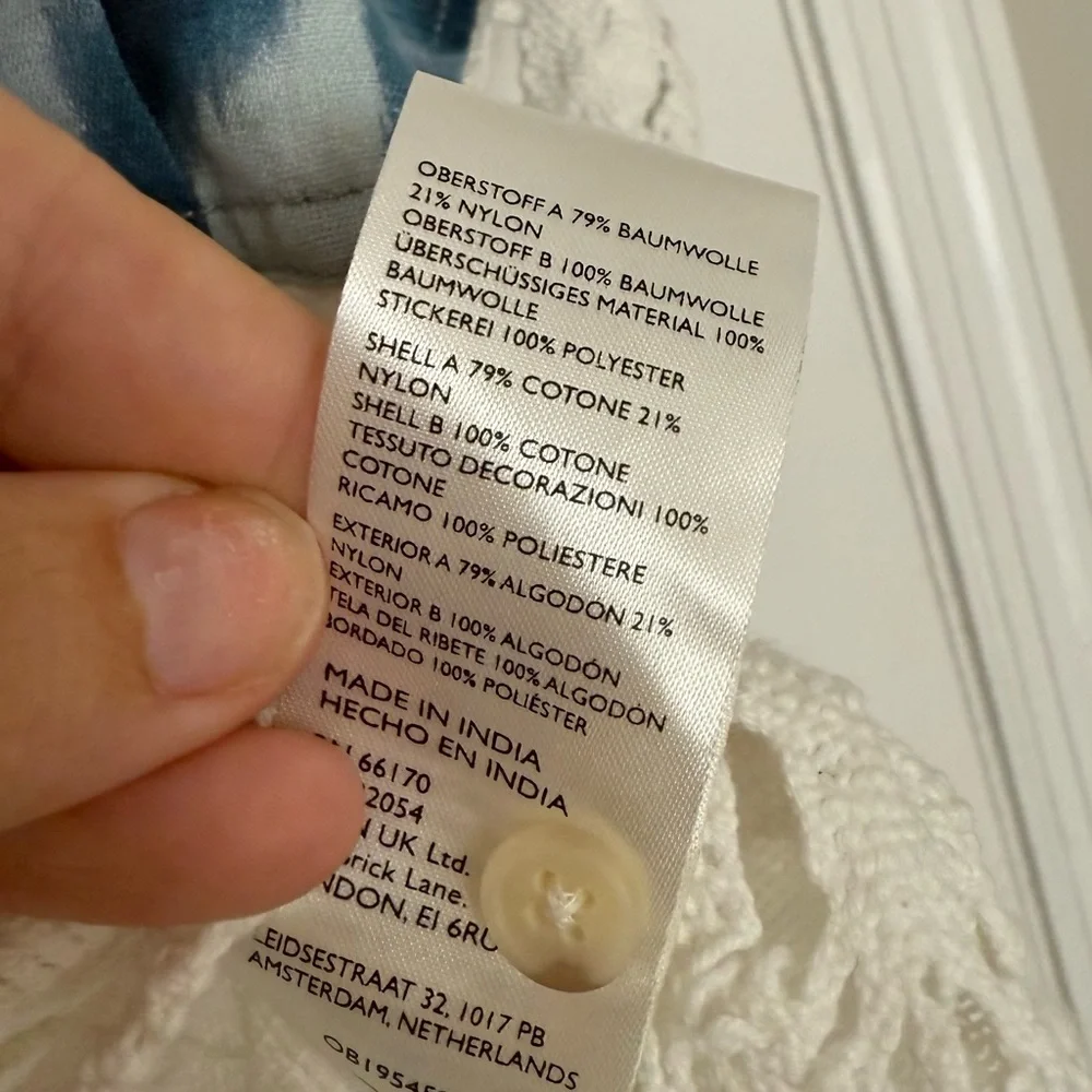 Pilcro by Anthropologie Patchwork Cabana Shirt Size Large Blue White Button Down - Picture 7 of 8